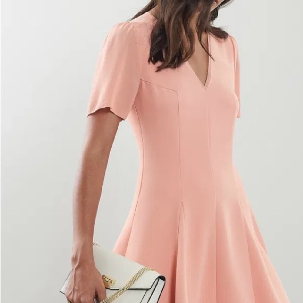Reiss Natalia Blush V-Neck Midi Dress